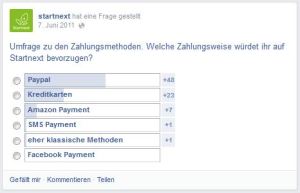 Abb. 14: Facebook Startnext | Umfrage (Facebook, 2014)